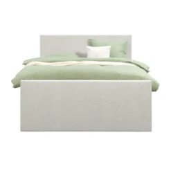 Boxspring met voetbord Liv egaal - ecru - 180x200 cm - ronde poot