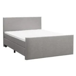 Boxspring met voetbord Liv egaal - lichtgrijs - 140x200 cm - ronde poot