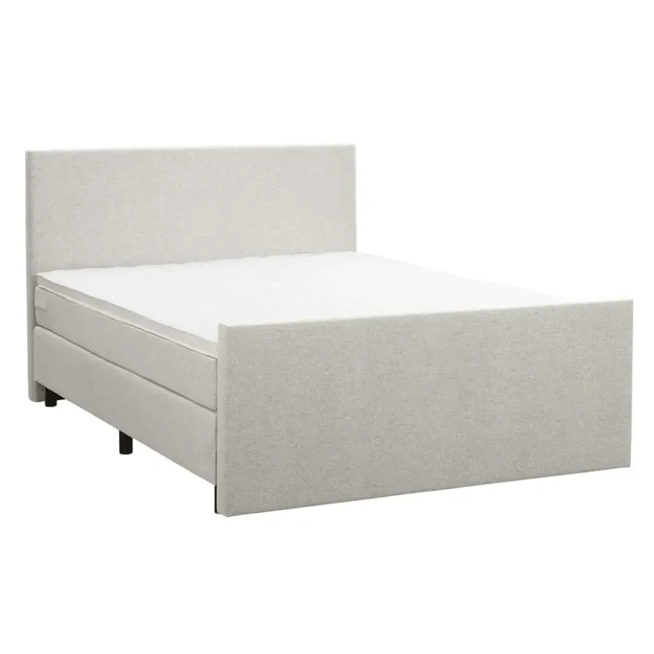 Boxspring met voetbord Liv egaal - ecru - 160x200 cm - ronde poot