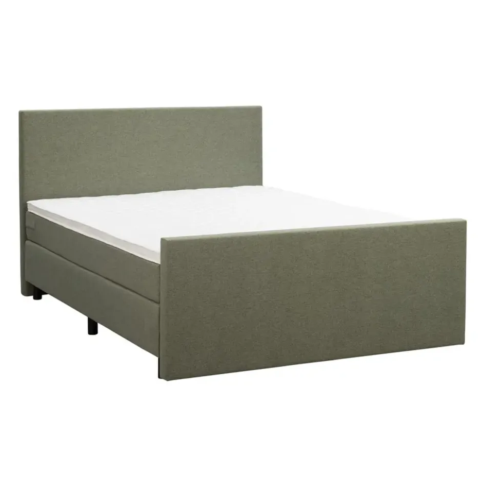 Boxspring met voetbord Liv egaal - groen - 180x200 cm - ronde poot
