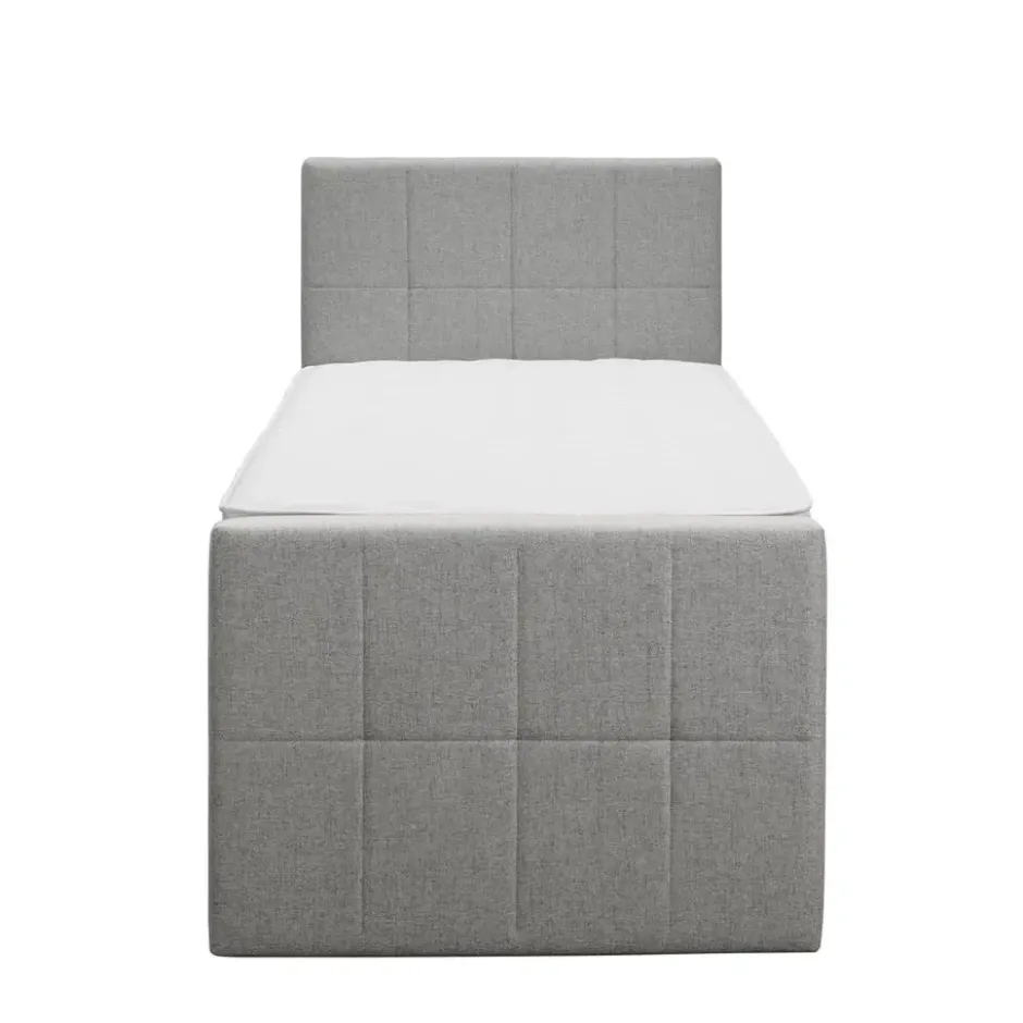Boxspring met voetbord Liv geblokt - lichtgrijs - 90x200 cm - ronde poot