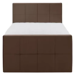 Boxspring met voetbord Liv geblokt - bruin - 120x200 cm - vierkante poot