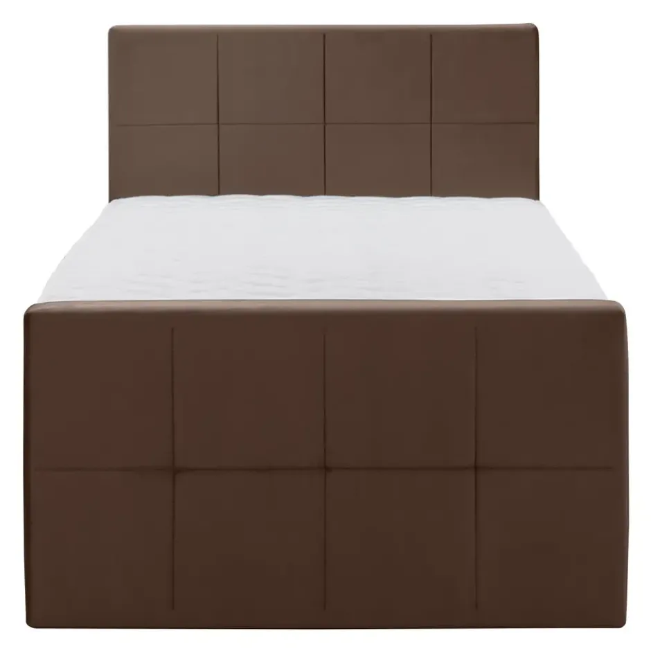 Boxspring met voetbord Liv geblokt - bruin - 120x200 cm - vierkante poot