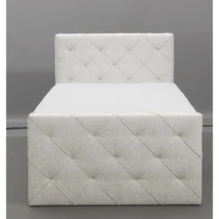 Boxspring met voetbord Liv geruit - ecru - 120x200 cm - vierkante poot