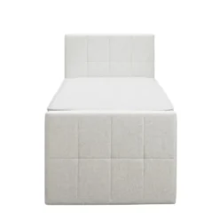 Boxspring met voetbord Liv geblokt - ecru - 90x200 cm - vierkante poot