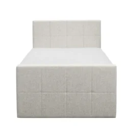 Boxspring met voetbord Liv geblokt - ecru - 120x200 cm - slanke poot