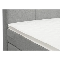 Boxspring met voetbord Liv geblokt - lichtgrijs - 120x200 cm - ronde poot
