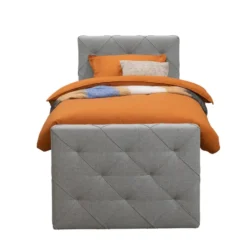 Boxspring met voetbord Liv geblokt - bruin - 120x200 cm - ronde poot