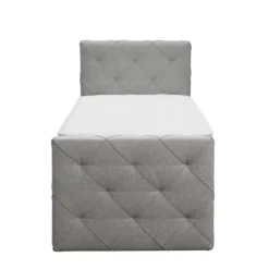 Boxspring met voetbord Liv geblokt - bruin - 120x200 cm - ronde poot