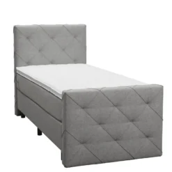 Boxspring met voetbord Liv geblokt - bruin - 120x200 cm - ronde poot