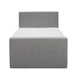 Boxspring met voetbord Liv geblokt - lichtgrijs - 120x200 cm - slanke poot