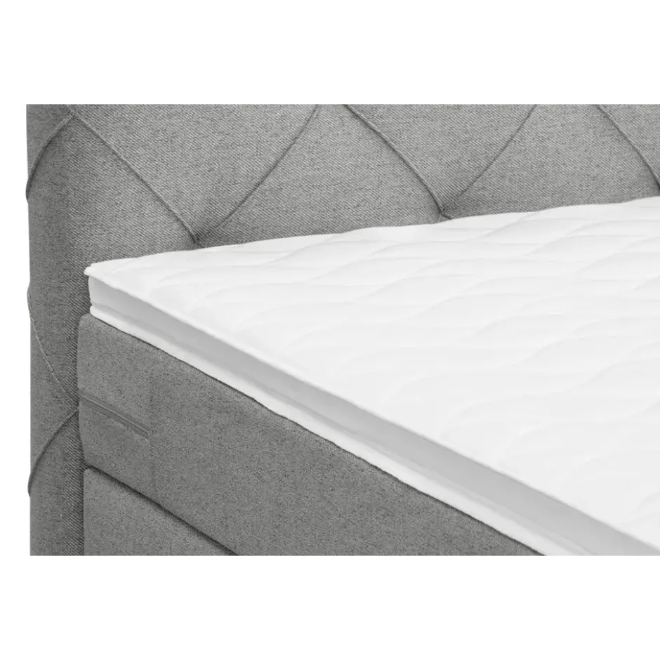 Boxspring met voetbord Liv geruit - lichtgrijs - 120x200 cm - vierkante poot