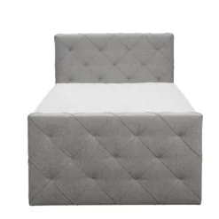 Boxspring met voetbord Liv geruit - lichtgrijs - 120x200 cm - vierkante poot