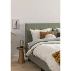 Boxspring met voetbord Liv geblokt - groen - 120x200 cm - vierkante poot