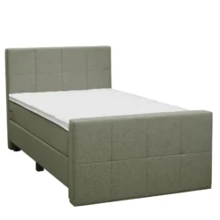 Boxspring met voetbord Liv geblokt - groen - 120x200 cm - vierkante poot