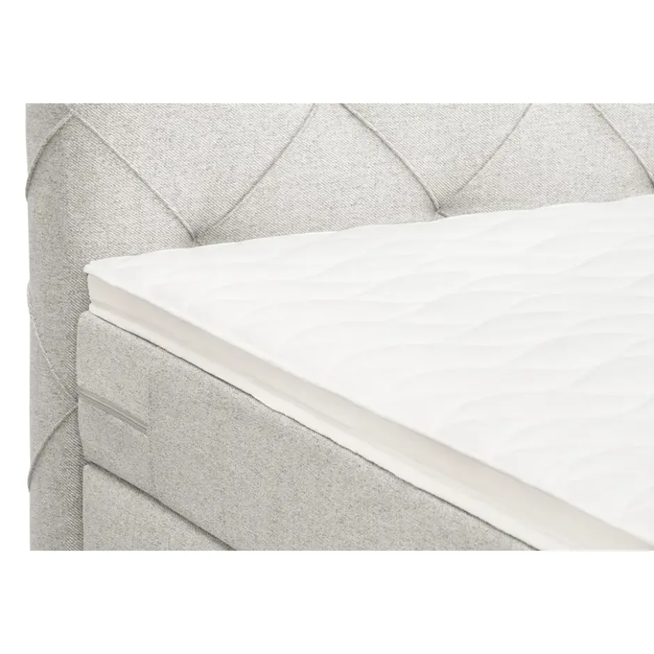 Boxspring met voetbord Liv geruit - ecru - 140x200 cm - ronde poot