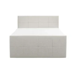 Boxspring met voetbord Liv geblokt - ecru - 180x200 cm - ronde poot