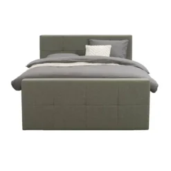 Boxspring met voetbord Liv geblokt - groen - 160x200 cm - ronde poot