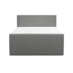 Boxspring met voetbord Liv geblokt - lichtgrijs - 140x200 cm - vierkante poot