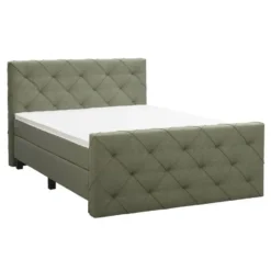Boxspring met voetbord Liv geruit - groen - 160x200 cm - vierkante poot