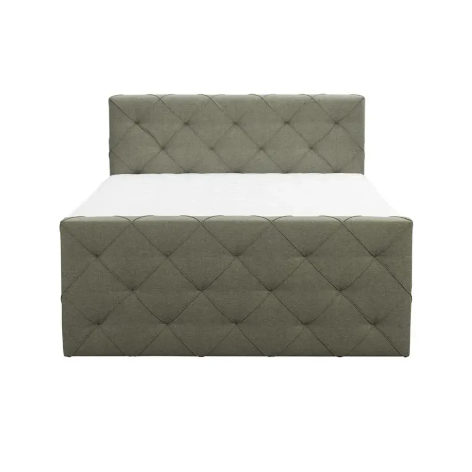 Boxspring met voetbord Liv geruit - groen - 180x200 cm - slanke poot