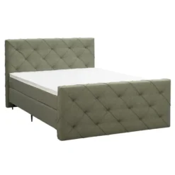 Boxspring met voetbord Liv geruit - groen - 180x200 cm - slanke poot
