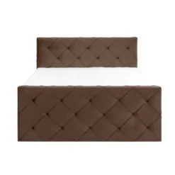 Boxspring met voetbord Liv geruit - bruin - 180x200 cm - ronde poot