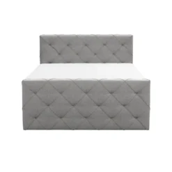 Boxspring met voetbord Liv geruit - lichtgrijs - 180x200 cm - ronde poot