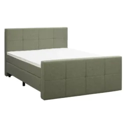 Boxspring met voetbord Liv geblokt - groen - 180x200 cm - ronde poot