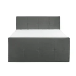 Boxspring met voetbord Liv geblokt - grijs - 180x200 cm - vierkante poot
