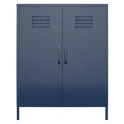 Bradford - Kledingkast met 2 marineblauwe metalen deuren