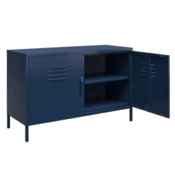 Bradford - Kledingkast met 2 marineblauwe metalen deuren