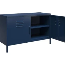 Bradford - Kledingkast met 2 marineblauwe metalen deuren