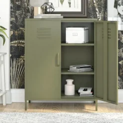 Bradford - Wandkast met 2 groene metalen deuren