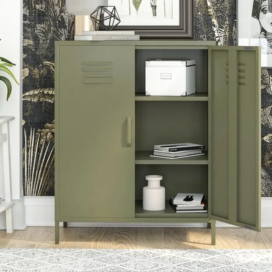 Bradford - Wandkast met 2 groene metalen deuren
