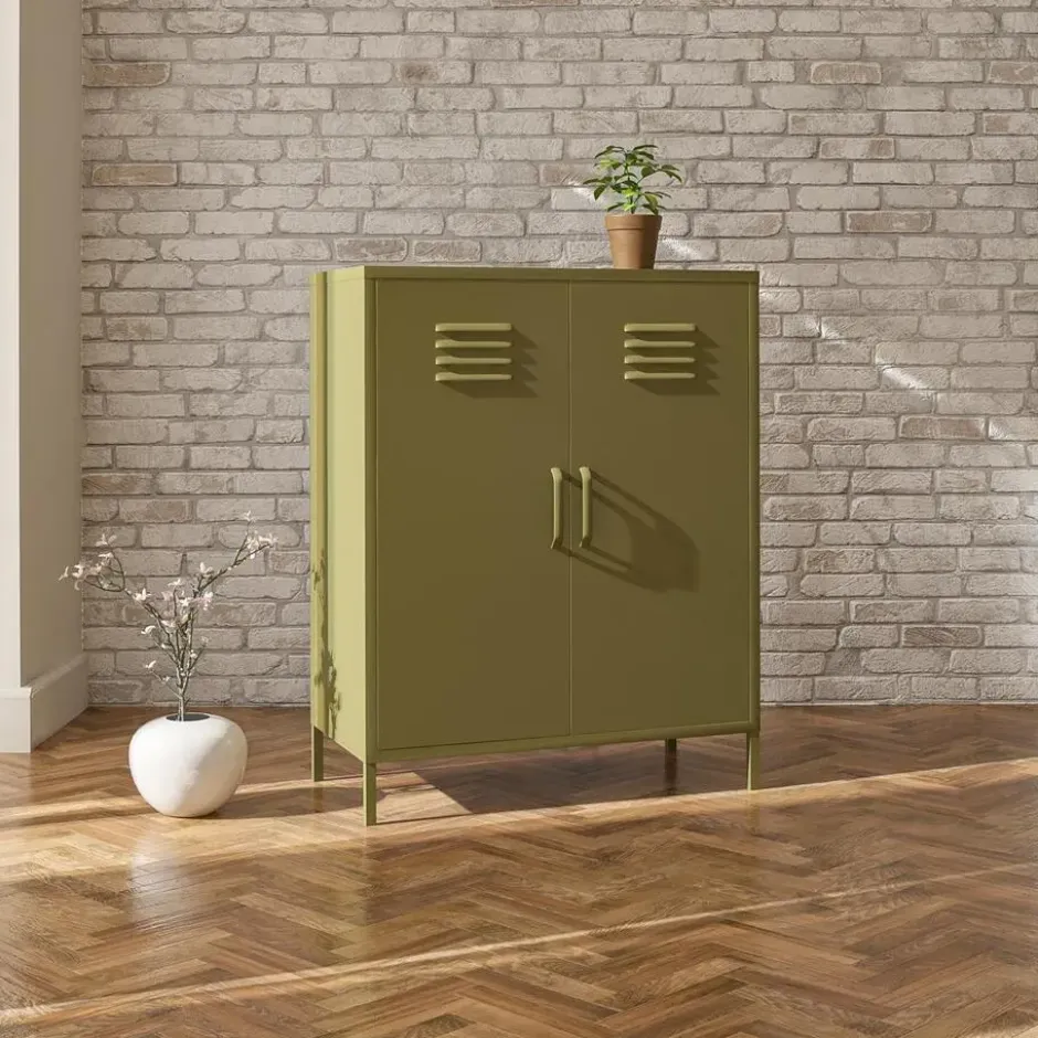 Bradford - Wandkast met 2 groene metalen deuren