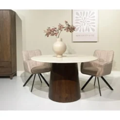 Brix - Eetkamertafel - Brix Bottecino Rond 130cm - Beige