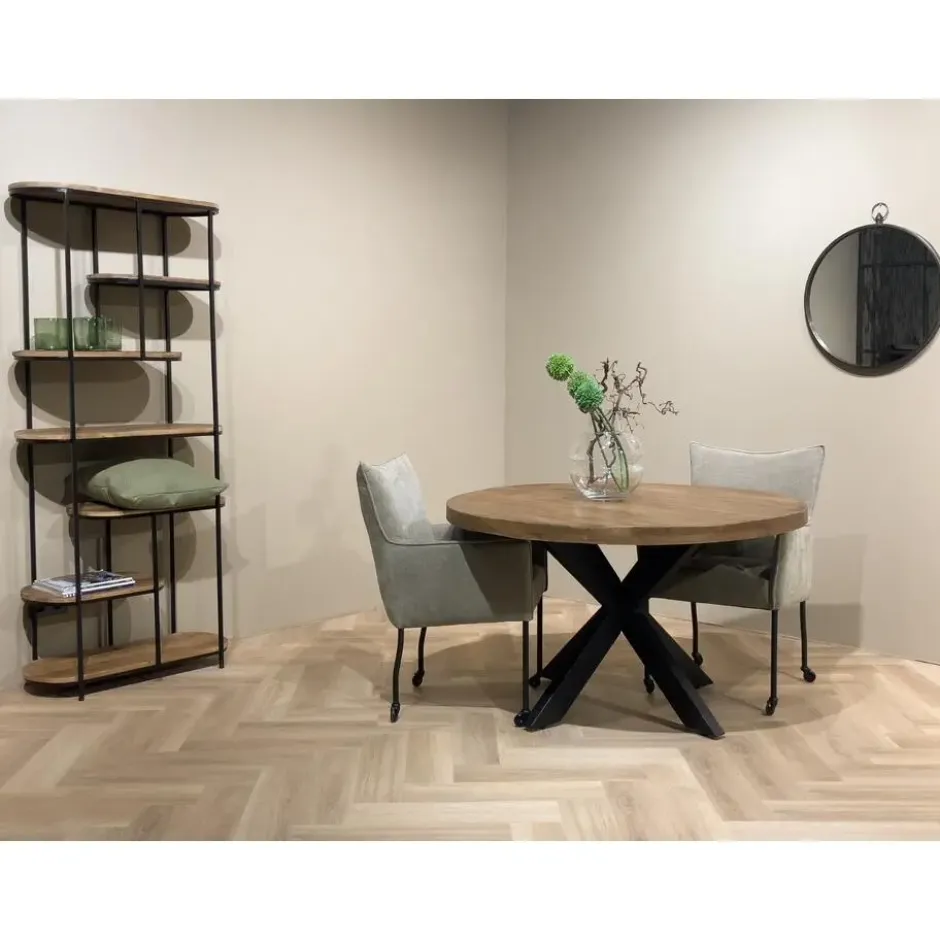 Brix - Eetkamertafel Brix Rond - 130 cm - Mangohout - Bruin