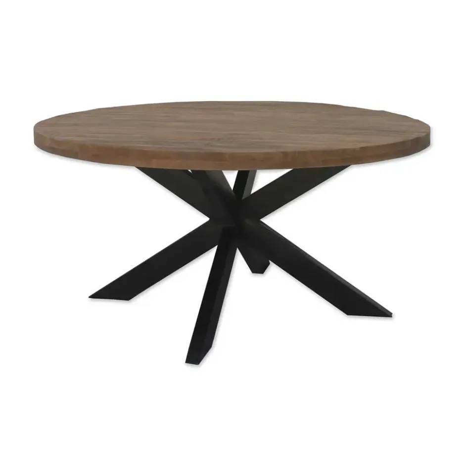 Brix - Eetkamertafel Brix Rond - 130 cm - Mangohout - Bruin