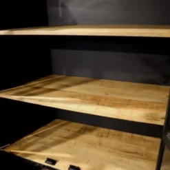 Buffetkast industrieel Trevor zwart hout/ metaal - 45x95x185 cm