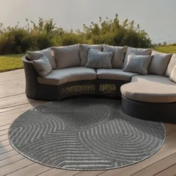 Buitenkleed Berlin Rond Japandi Grijs - 200 CM Ø
