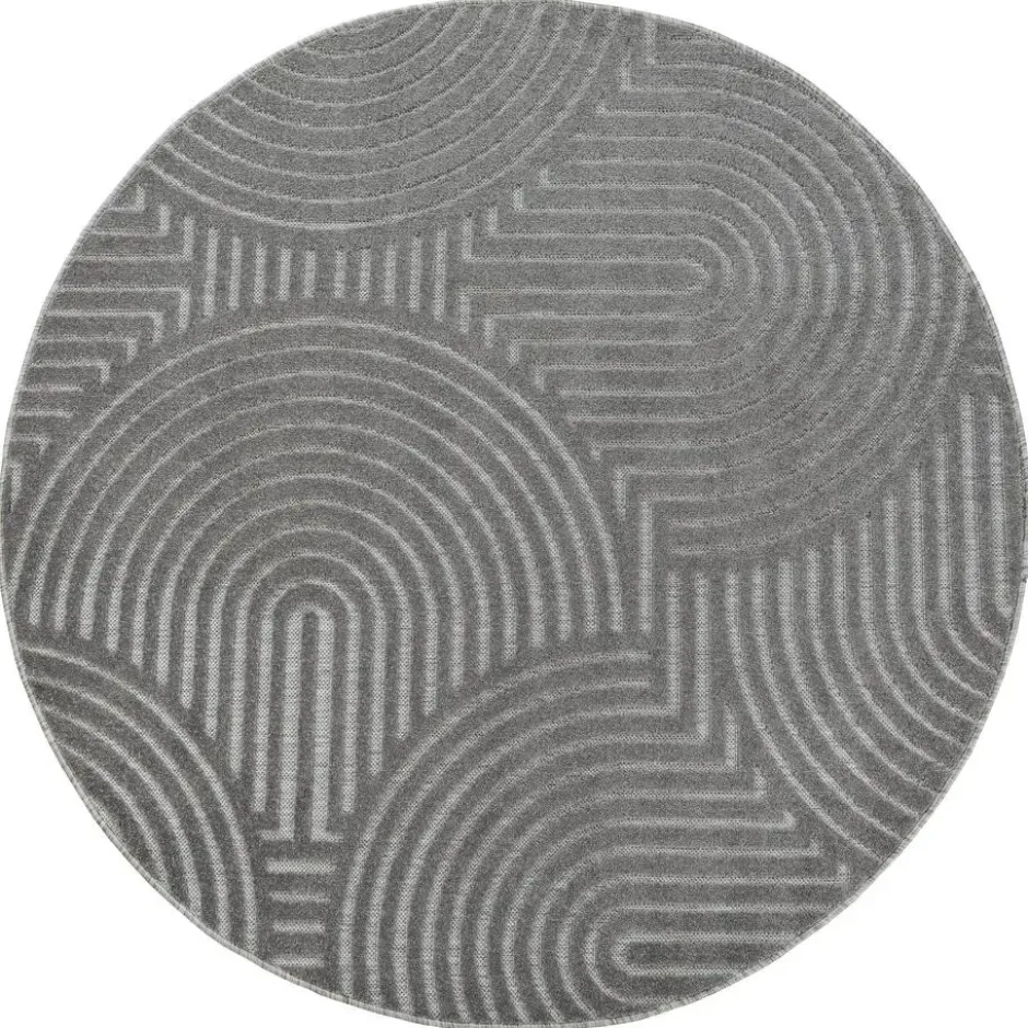 Buitenkleed Berlin Rond Japandi Grijs - 150 CM Ø