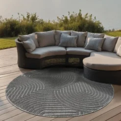 Buitenkleed Berlin Rond Japandi Grijs - 150 CM Ø