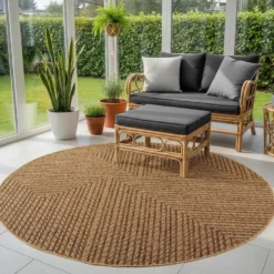 Buitenkleed Rond Timber Jute Beige - 200 CM Ø