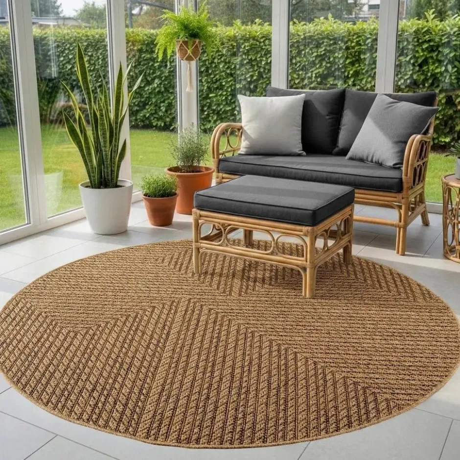 Buitenkleed Rond Timber Jute Beige - 200 CM Ø