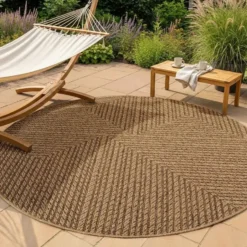 Buitenkleed Rond Timber Jute Beige - 200 CM Ø
