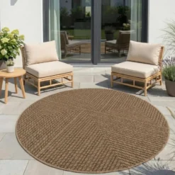 Buitenkleed Rond Timber Jute Beige - 200 CM Ø