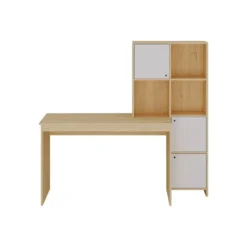 Bureau ALIOBINI - 156.8 cmx51.5 cmx146.8 cm - Natuurlijk licht Wit Hout paneel