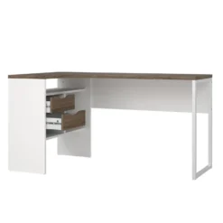 Bureau hoek Wit/Bruin - 145x80x75cm - Function Plus