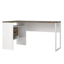Bureau hoek Wit/Bruin - 145x80x75cm - Function Plus